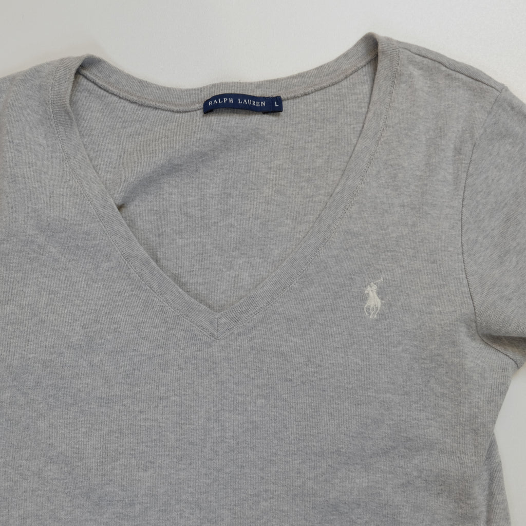 T-Shirt Gris Col V Ralph Lauren (taille L)