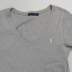 T-Shirt Gris Col V Ralph Lauren (taille L)